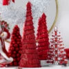 Raz Set Of 2 Red Tinsel Trees Christmas Decoration 4334054