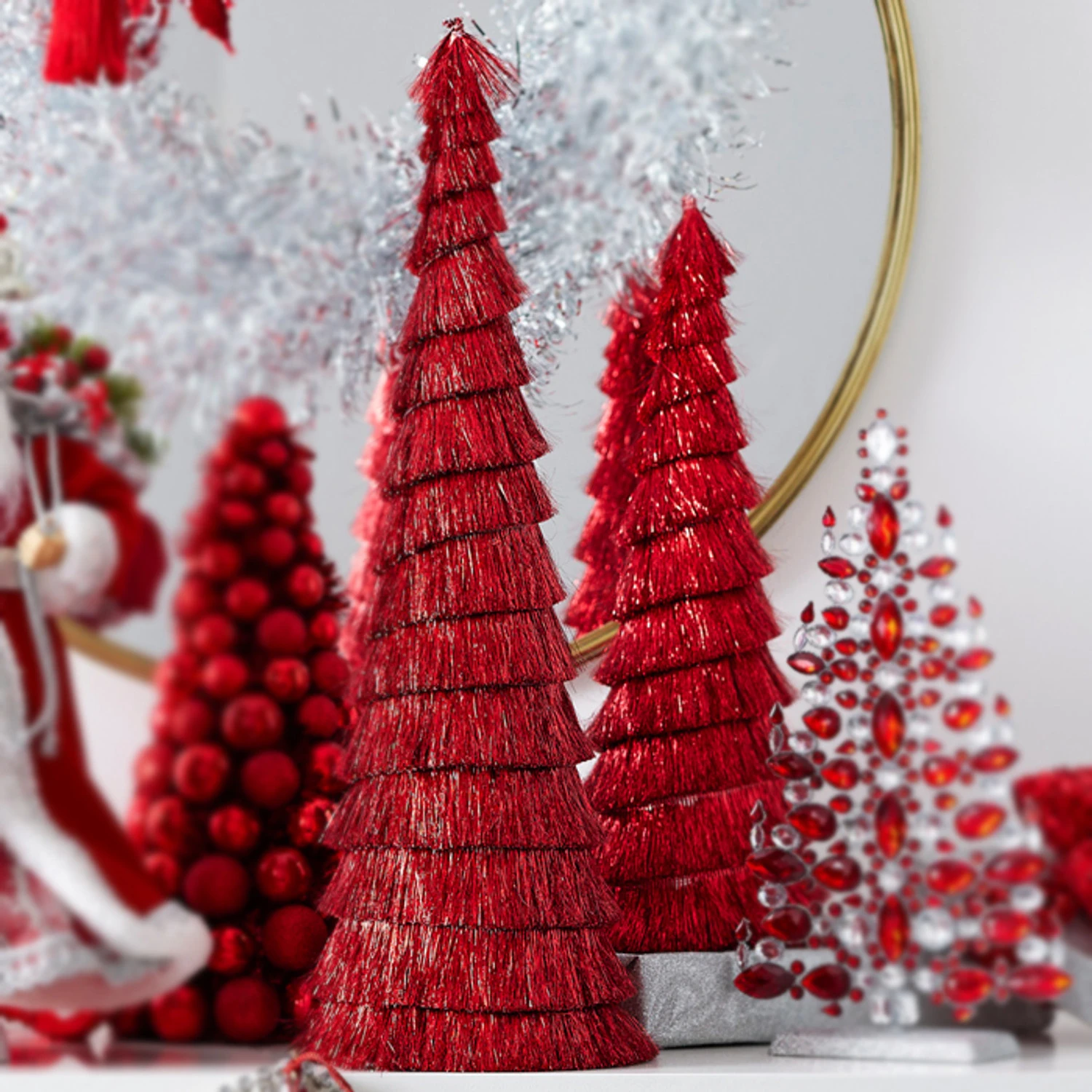 Raz Set Of 2 Red Tinsel Trees Christmas Decoration 4334054 1 Raz Set Of 2 Red Tinsel Trees Christmas Decoration 4334054