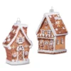 Raz 5" Set Of 2 Gingerbread House Glass Christmas Ornament 4352867