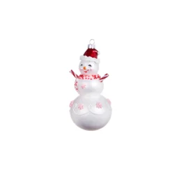 Raz 6.25" Peppermint Snowman Glass Christmas Ornament 4352876 -Xmas Ornaments Shop 4352876b 54402.1685475141