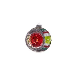 Raz 4" Red And Green Vintage Reflector Ball Glass Christmas Ornament 4352880 -Xmas Ornaments Shop 4352880b 67200.1685478153