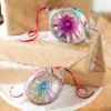 Raz 5.5" Vintage Blue, Purple And Pink Striped Reflector Glass Ornament 4352881