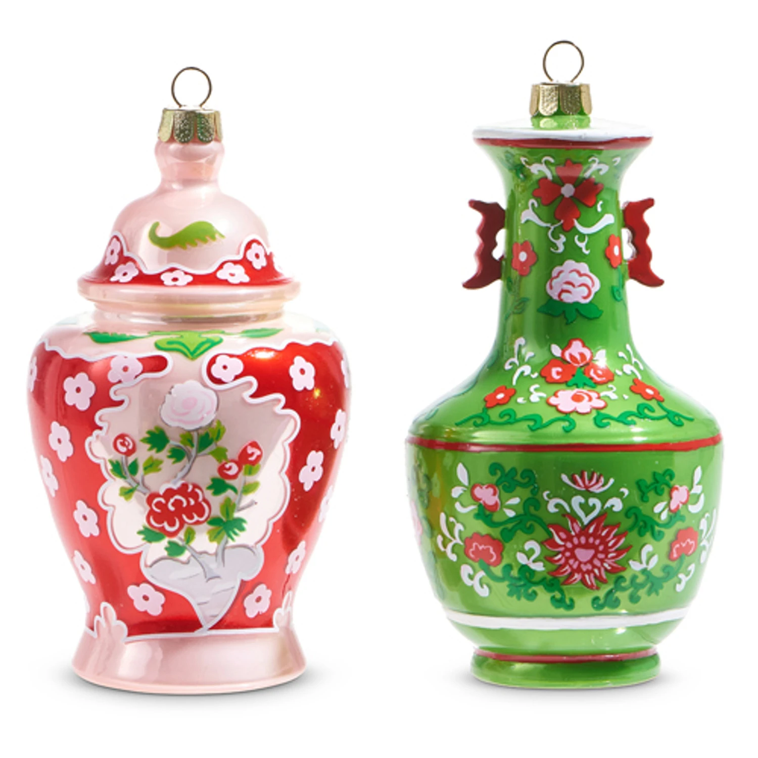 Raz 5" Green And Pink Chinoiserie Jar Glass Christmas Ornament 4352888 2 Raz 5" Green And Pink Chinoiserie Jar Glass Christmas Ornament 4352888 - Image 2