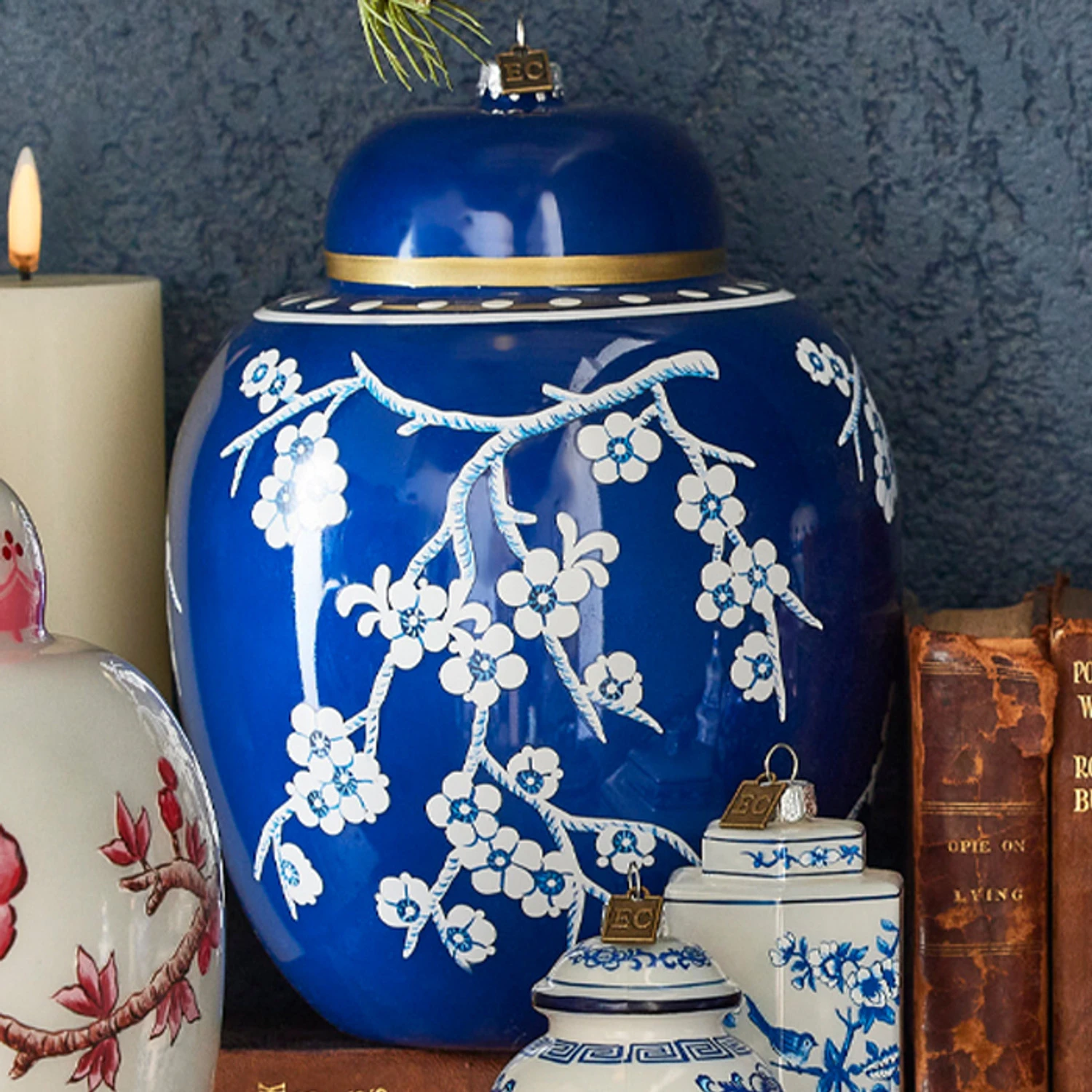 Raz Eric Cortina Large 8" Dark Blue Ginger Jar Glass Christmas Ornament 4353146 1 Raz Eric Cortina Large 8" Dark Blue Ginger Jar Glass Christmas Ornament 4353146