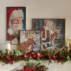 Raz Woodland Santa And Reindeer Textured Frame Christmas Wall Art