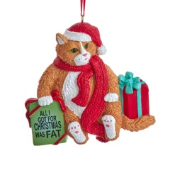 Kurt Adler 3.5" Fat Cat Christmas Ornament A2220 -Xmas Ornaments Shop A2220b 66868.1677084176