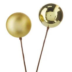 Raz 12" Set Of 2 Red, Gold, Silver Or Green Ball Ornament Christmas Tree Pick -Xmas Ornaments Shop F4202557 83918.1650483952
