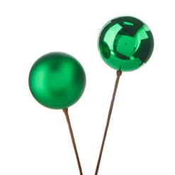 Raz 12" Set Of 2 Red, Gold, Silver Or Green Ball Ornament Christmas Tree Pick -Xmas Ornaments Shop F4202558 86730.1650483954