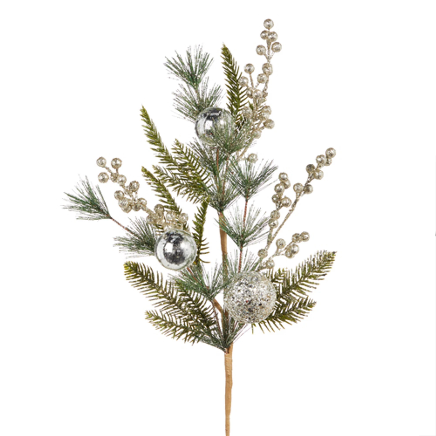 Raz 16" Or 27" Pine And Berry With Silver Ball Ornament Christmas Tree Spray 3 Raz 16" Or 27" Pine And Berry With Silver Ball Ornament Christmas Tree Spray - Image 3