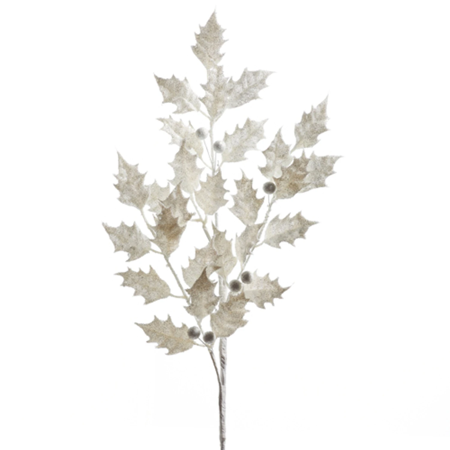 Raz 29" White Glittered Holly Christmas Tree Spray F4322740 2 Raz 29" White Glittered Holly Christmas Tree Spray F4322740 - Image 2