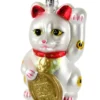 Cody Foster 4.25" White Lucky Cat Glass Christmas Ornament GO-2781-W