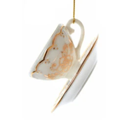 Kurt Adler 3" White And Gold Teacup Porcelain Christmas Ornament J7487 -Xmas Ornaments Shop J7487c 11117.1653410215