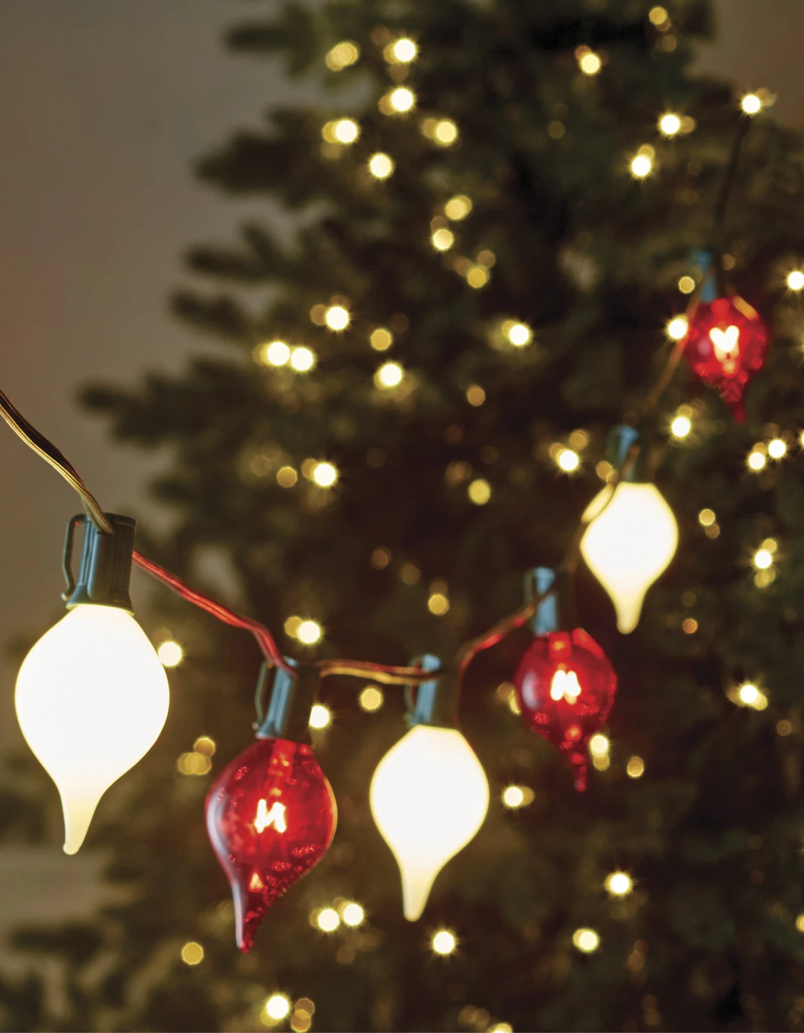 Raz 14' Connectable Shiny Kismet String Lights With Red And White Lights On A Green Wire L4237025 1 Raz 14' Connectable Shiny Kismet String Lights With Red And White Lights On A Green Wire L4237025