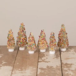 Bethany Lowe Set Of 6 Sprinkles Bottle Brush Trees LC1583
