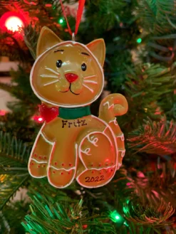 Gingerbread Cat Personalized Christmas Ornament OR1221 -Xmas Ornaments Shop OR1221 53527.1666292444
