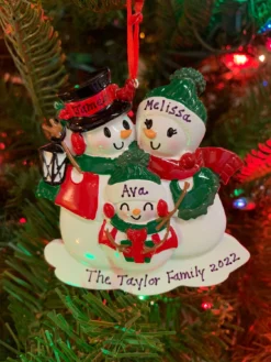 Snowman Family Of 3 Personalized Christmas Ornament OR2255-3 -Xmas Ornaments Shop OR2255 3 12163.1664997235