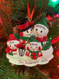 Snowman Family Of 4 Personalized Christmas Ornament OR2255-4 -Xmas Ornaments Shop OR2255 4 49968.1664998306