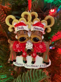 Mr. & Mrs. Reindeer Couple Personalized Christmas Ornament OR2256-2 -Xmas Ornaments Shop OR2256 2 64384.1665066252