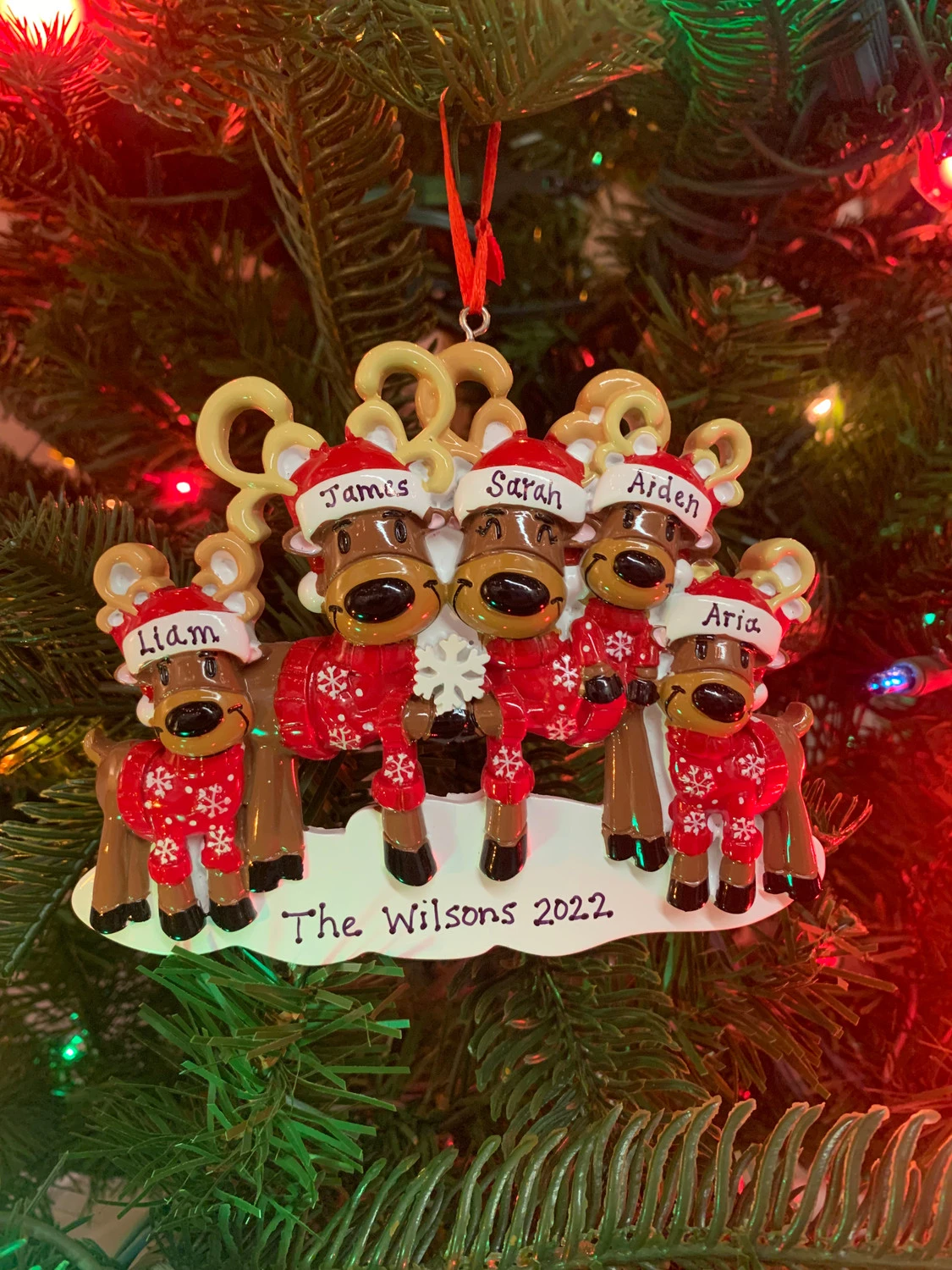 Reindeer Family Of 5 Personalized Christmas Ornament OR2256-5 2 Reindeer Family Of 5 Personalized Christmas Ornament OR2256-5 - Image 2
