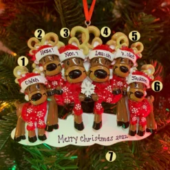 Reindeer Family Of 6 Personalized Christmas Ornament OR2256-6