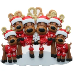 Reindeer Family Of 6 Personalized Christmas Ornament OR2256-6 -Xmas Ornaments Shop OR2256 6 05500.1654006813