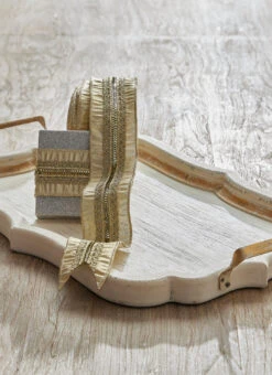 Raz 2.5" Embellished Gold Lame Wired Christmas Ribbon R4327761