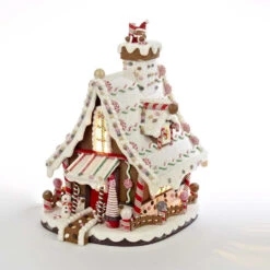 Kurt Adler 12" Electric Lighted Claydough Gingerbread House Christmas Figure J3628