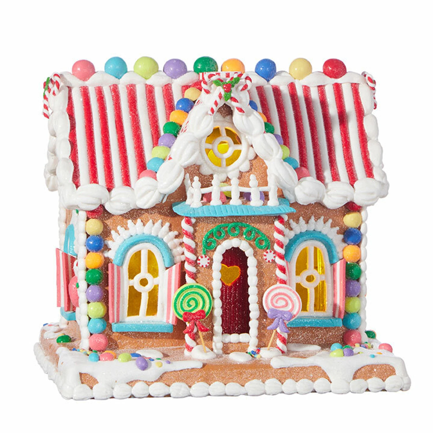 Raz 11" LED Lighted Rainbow Candy Christmas Gingerbread House 4019083 2 Raz 11" LED Lighted Rainbow Candy Christmas Gingerbread House 4019083 - Image 2