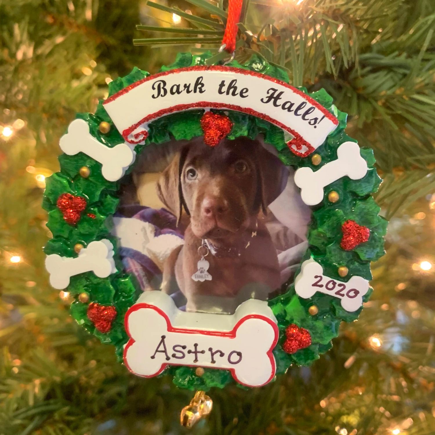 Bark The Halls Pet Picture Frame Personalized Christmas Ornament PF1899 2 Bark The Halls Pet Picture Frame Personalized Christmas Ornament PF1899 - Image 2