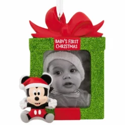 Hallmark 3" Mickey Baby's First Christmas Photo Holder Personalized Ornament 3HCM0996