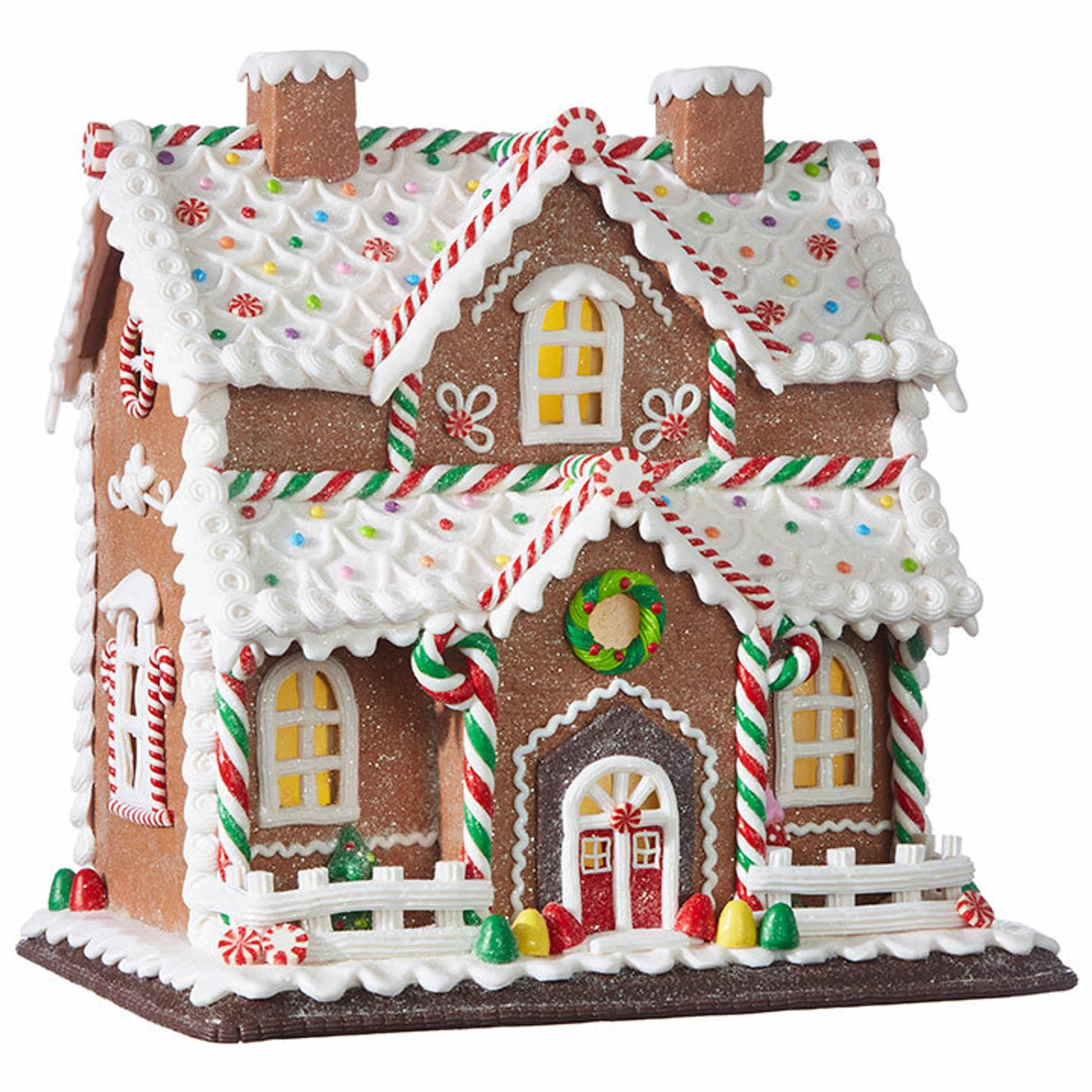 Raz 12.25"LED Lighted Two Story Gingerbread House Christmas Figure 4016095 2 Raz 12.25"LED Lighted Two Story Gingerbread House Christmas Figure 4016095 - Image 2