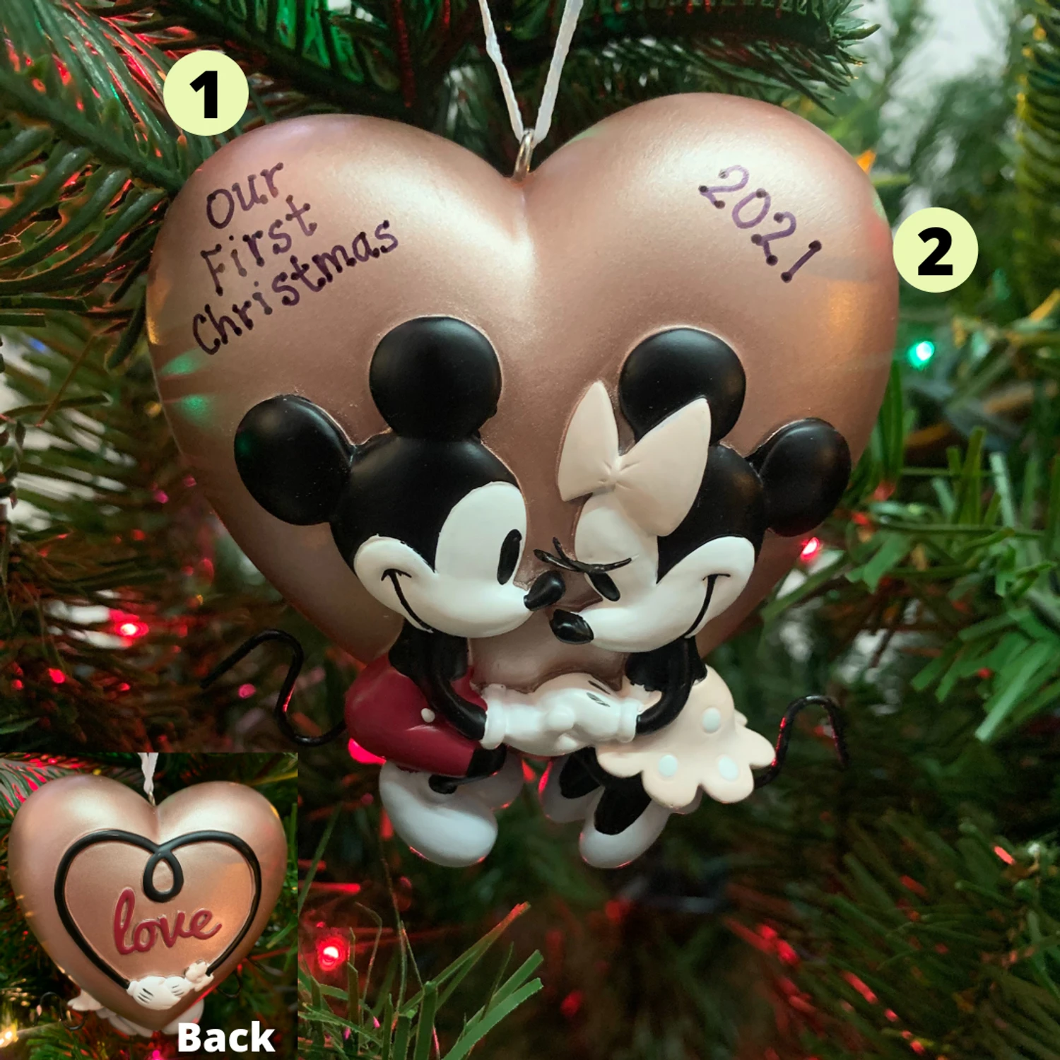 Hallmark 3.6" Mickey And Minnie Love Personalized Christmas Ornament 2HCM9578 2 Hallmark 3.6" Mickey And Minnie Love Personalized Christmas Ornament 2HCM9578 - Image 2