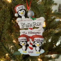 Penguin Family Of 3 At The North Pole Personalized Christmas Ornament OR1739-3 -Xmas Ornaments Shop api32al9e 96969.1646091897