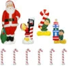 60" Santa And Elf 10 Piece Lighted Christmas Blow Mold Set
