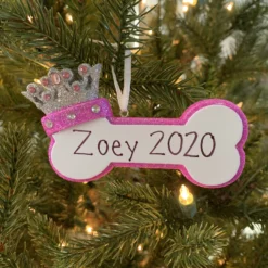 Pink Dog Bone With Princess Crown Personalized Christmas Ornament -Xmas Ornaments Shop api3lsdf9 36578.1646091870