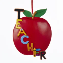 Kurt Adler 5" Teacher's Apple Personalized Christmas Ornament C6559 -Xmas Ornaments Shop api3mzrmd 68196.1646091889