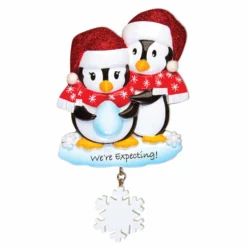 "We're Expecting" Penguin Couples Personalized Christmas Ornament -Xmas Ornaments Shop api4nn8iv 90632.1646091872