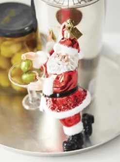 Raz 6" Eric Cortina Just One Drink Santa Glass Christmas Ornament 4153114