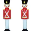 Set Of 2 Toy Soldier With Black Hat Plastic Blow Mold Decorations