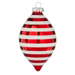 Raz 4" Red And White Striped Glass Christmas Ornaments 4120871 -Xmas Ornaments Shop api6rqk9x 42337.1646091987