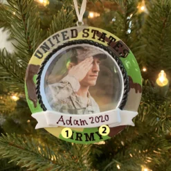 Personalized Camo Army Frame Christmas Ornament
