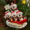 4.25" Family Of 4 Penguins On Sled Personalized Christmas Ornament OR1915-4
