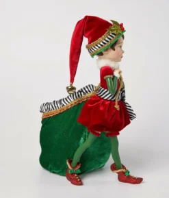 Katherine's Collection 12.5" Merry And Bright Elf With Bag Christmas Decorations 28-128276 -Xmas Ornaments Shop api8umrxj 14397.1646091888