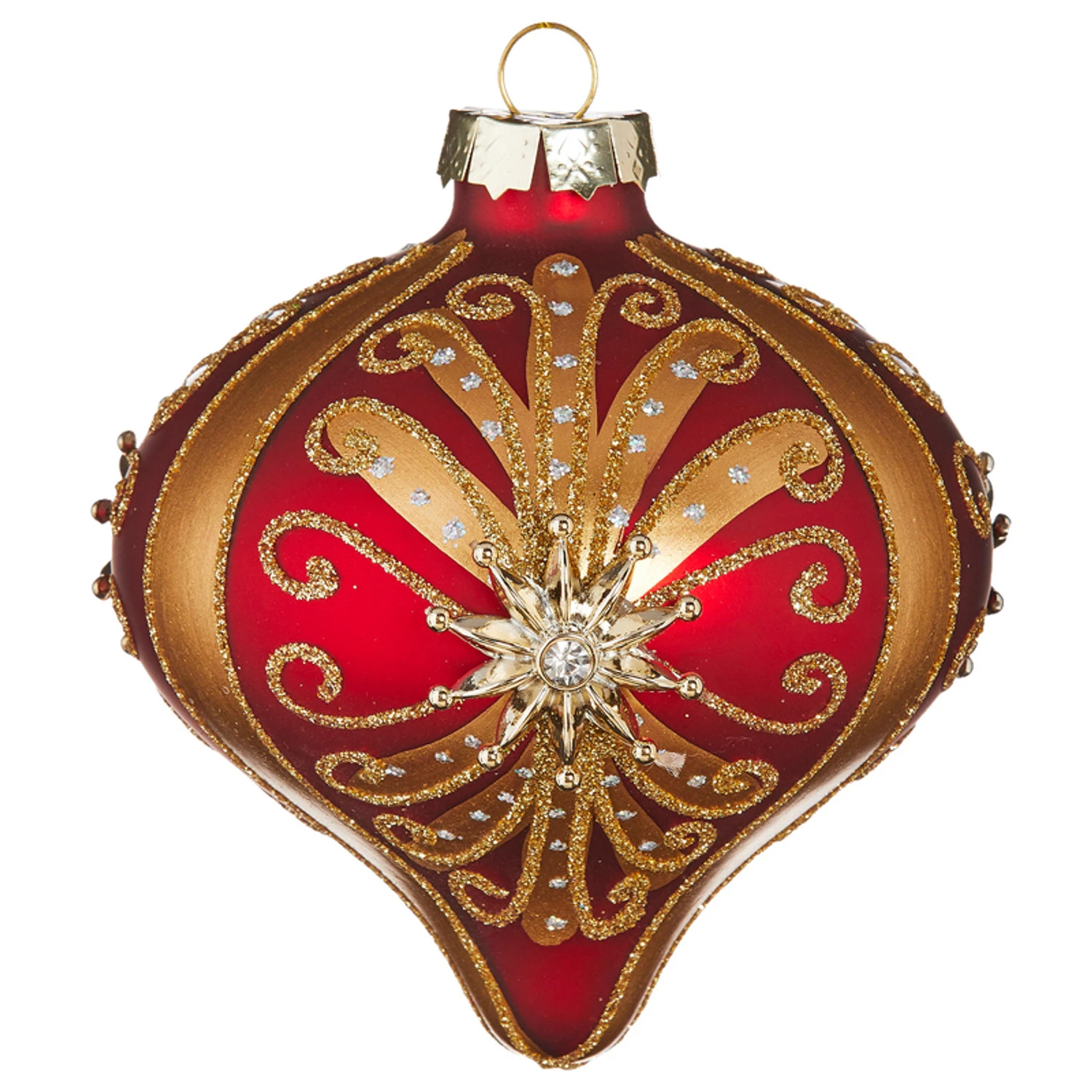 Raz 4" Red And Gold Jeweled Glass Christmas Ornament 4112511 3 Raz 4" Red And Gold Jeweled Glass Christmas Ornament 4112511 - Image 3