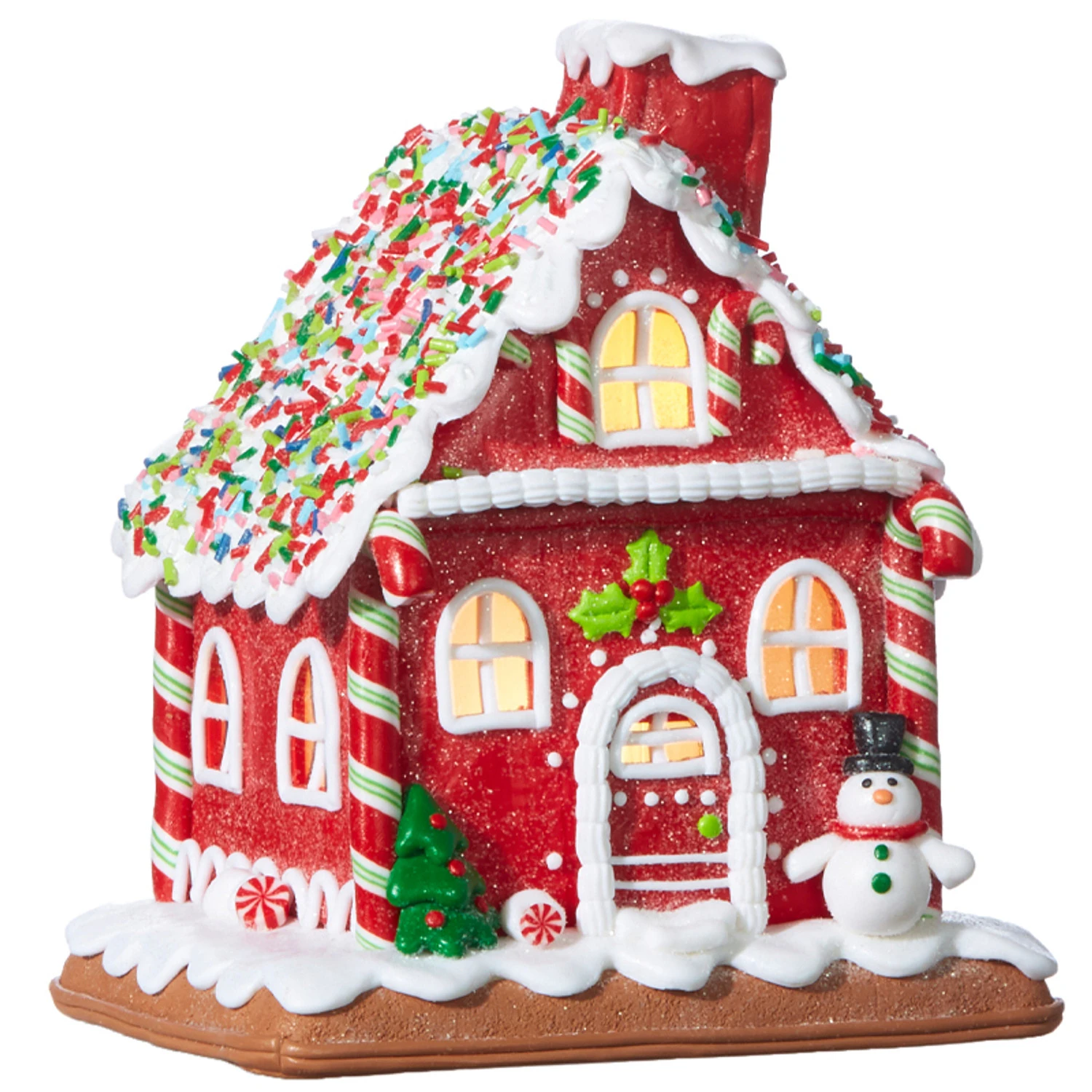 Raz 7.25" Battery Operated LED Lighted Claydough Gingerbread House Christmas Figure 4016097 3 Raz 7.25" Battery Operated LED Lighted Claydough Gingerbread House Christmas Figure 4016097 - Image 3