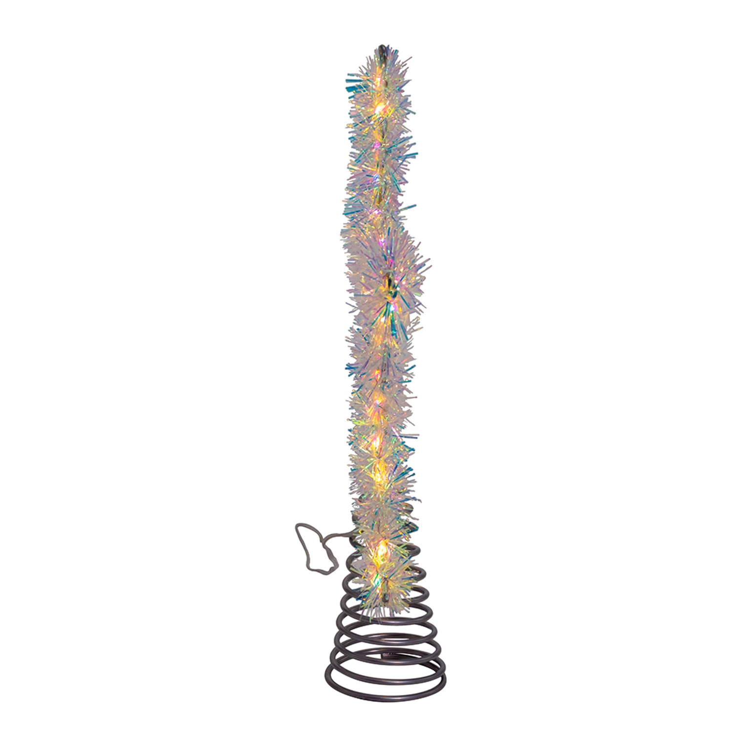 Kurt Adler 12.2" LED Lighted Warm White Silver Tinsel Star Christmas Tree Topper AD1022WW 4 Kurt Adler 12.2" LED Lighted Warm White Silver Tinsel Star Christmas Tree Topper AD1022WW - Image 4