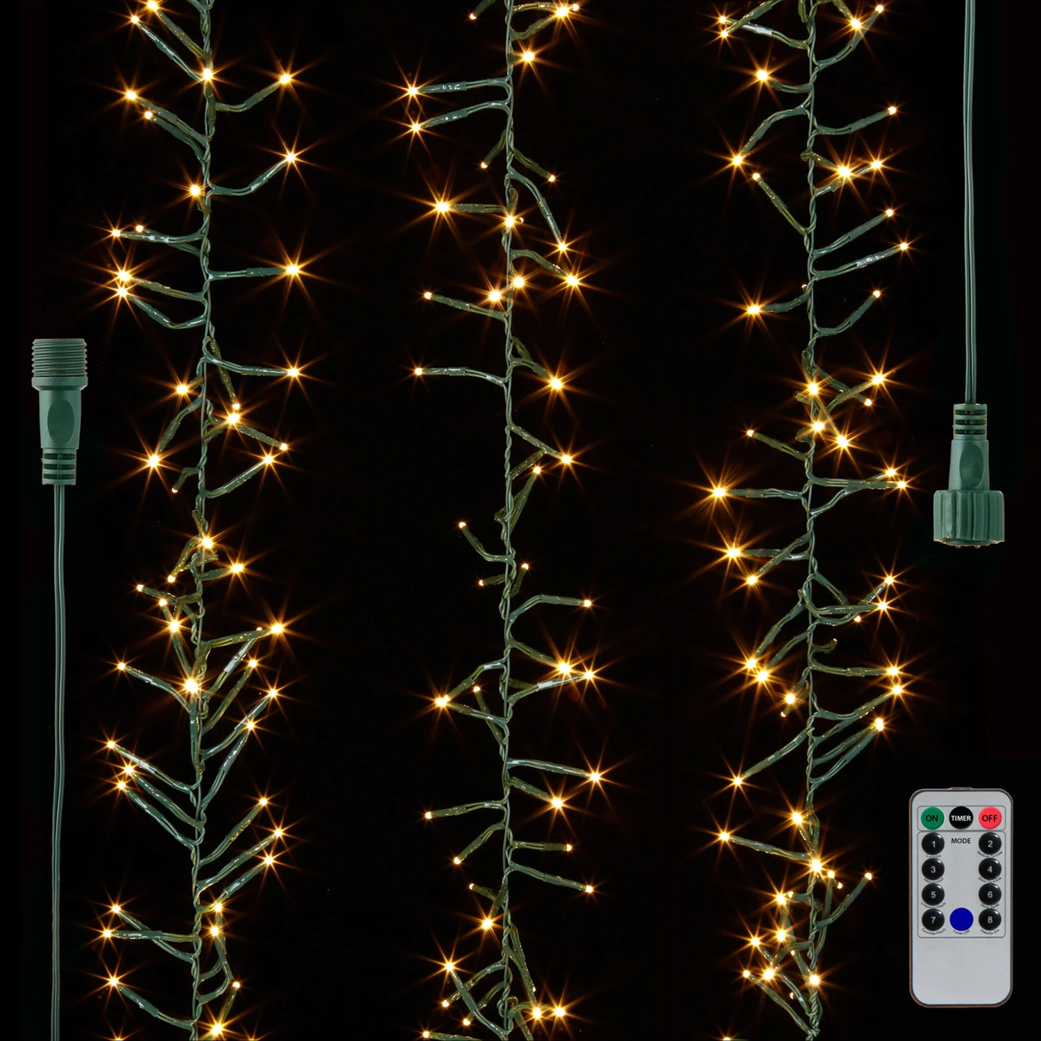 Raz 34' Connectable Cluster Garland Green Wire With White Lights Christmas Light Strand L4137016 2 Raz 34' Connectable Cluster Garland Green Wire With White Lights Christmas Light Strand L4137016 - Image 2