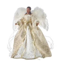Raz 16" African American White And Gold Angel Christmas Tree Topper 4115551 -Xmas Ornaments Shop apicajygd 82743.1646091960