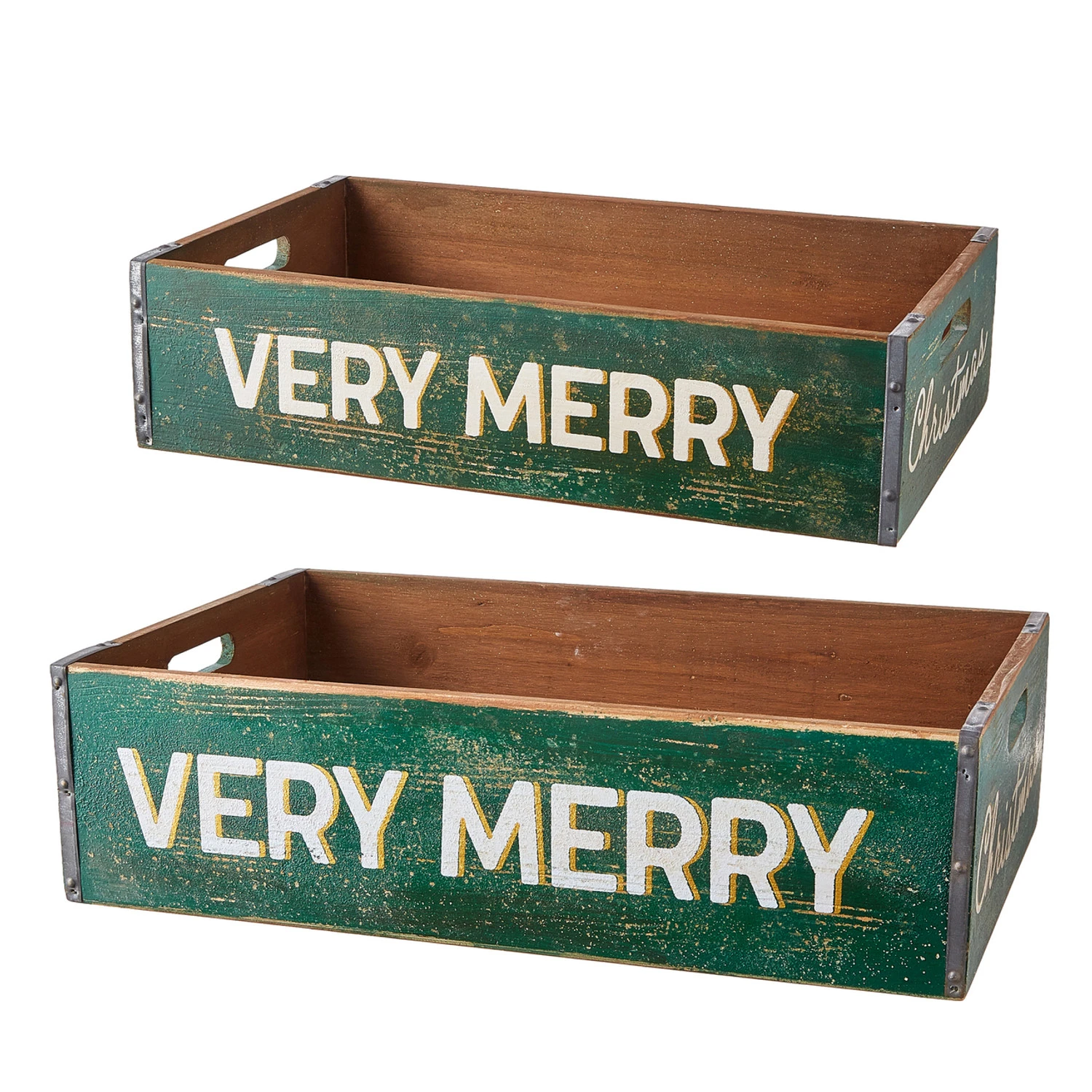 Raz Set Of 2 Very Merry Christmas Crate Decoration 4112320 2 Raz Set Of 2 Very Merry Christmas Crate Decoration 4112320 - Image 2