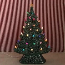 Large Flat Ceramic Lighted Window Or Mantel Christmas Tree 19" -Xmas Ornaments Shop apidifdk4 54253.1646091896